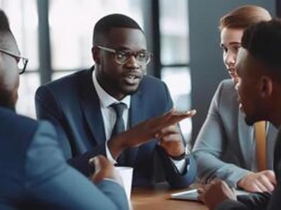 team-portrait-of-confident-multicultural-business-people-discuss-and-sit-at-table-in-boardroom-generative-ai-illustration-photo